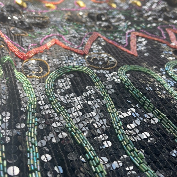 VINTAGE RARE SWEE LO 80s Christmas NYE 100% Silk Beaded Sequined Party Dress - Picture 12 of 16